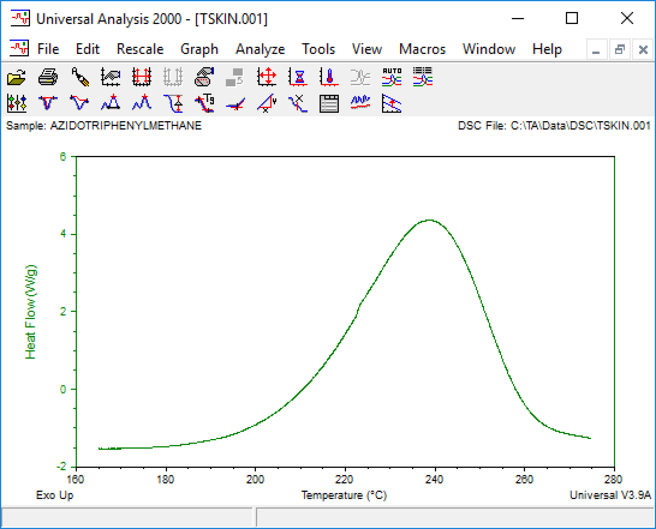 Screenshot der TA Instruments Universal Analysis Software